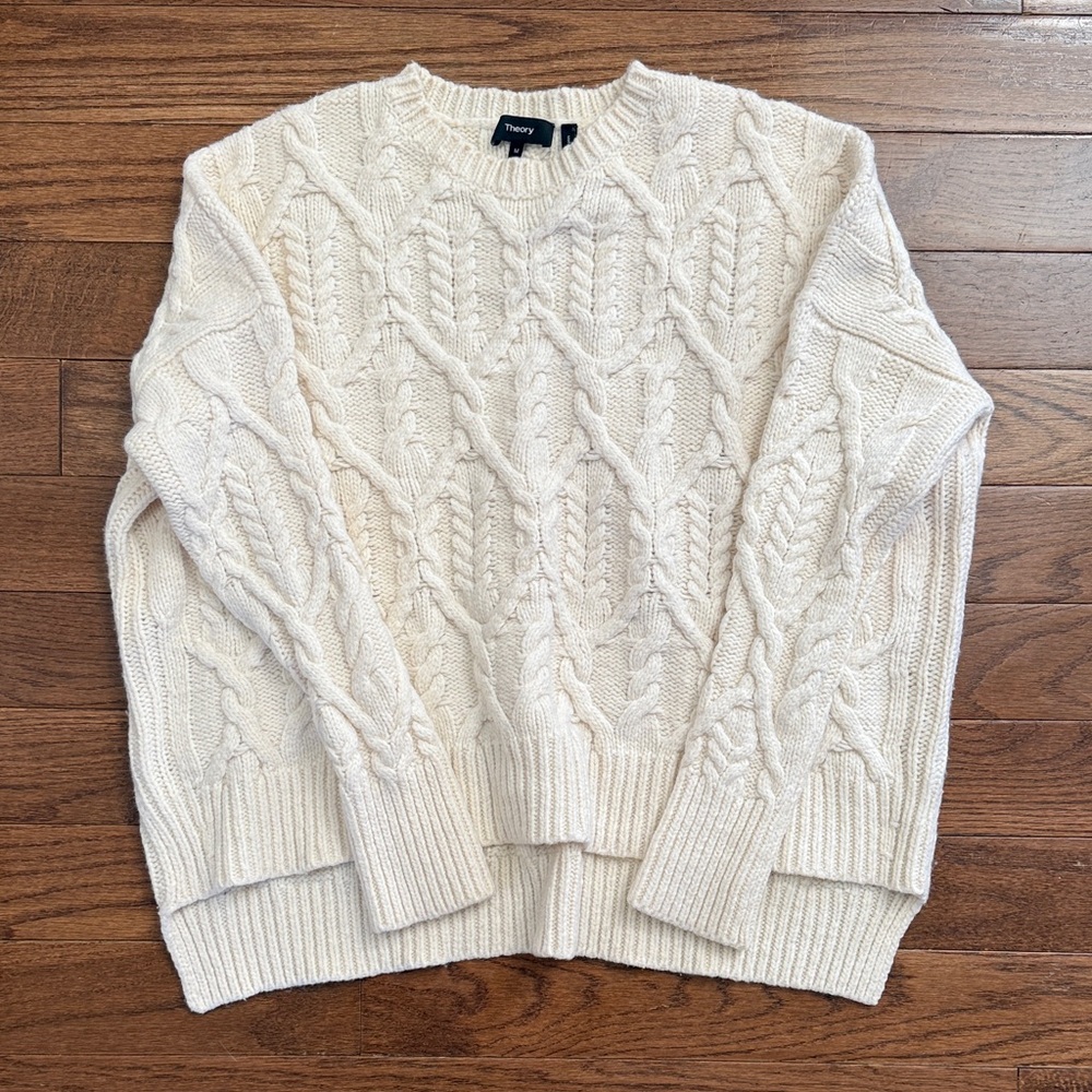 Theory Cream Cable Knit Sweater
